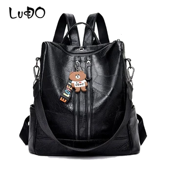 

LUCDO Women Backpack 2020 New Fashion Women Backpacks Schoolbags Youth Leather Backpacks For Teenage Girls Travel Shoulder Bags