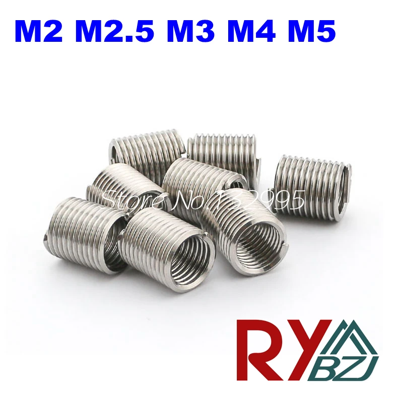 100pcs/lot  M2,M2.5,M3,M4,M5*1D/1.5D/2D/2.5D/3D  Wire Thread Insert/Screw Bushing/Thread Repair/DIN8140/Stainless Steel
