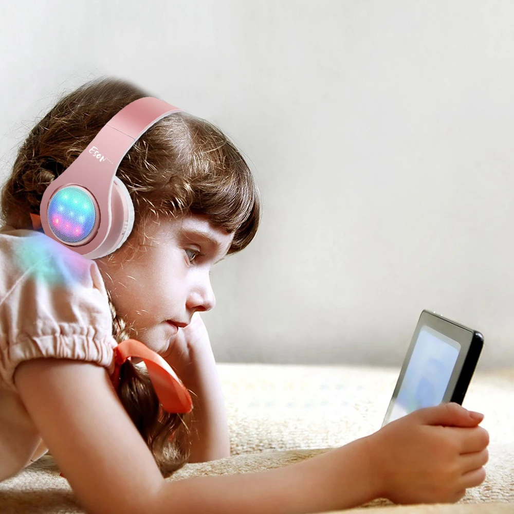 Eson стиль Bluetooth наушники беспроводные стерео Hifi Звук Музыка наушники от шума складывающиеся наушники светодиодный свет