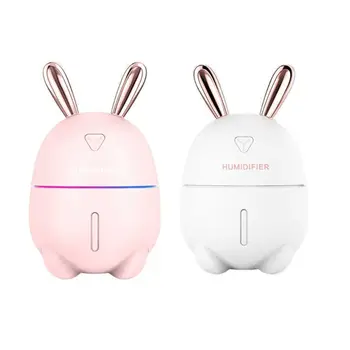 

300ML USB Air Humidifier Purifier Mist Maker Cute Rabbit Ultra Silent Night Light Aroma Essential Oil Diffuser Home Office Car H