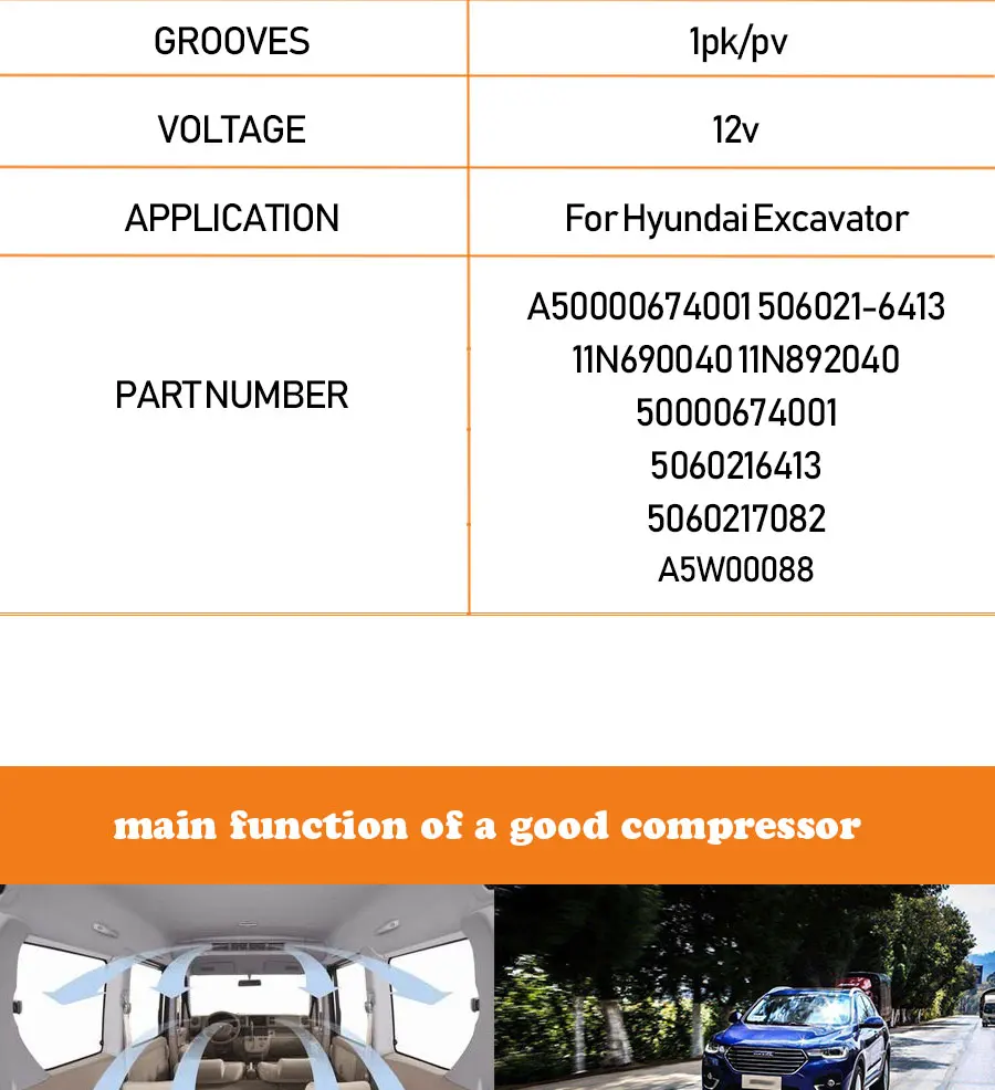 Для DKV14C Компрессор переменного тока Hitachi hyundai экскаватор A5000-674-00-1 11N690040 11N6-90040 11N892040 50000674001