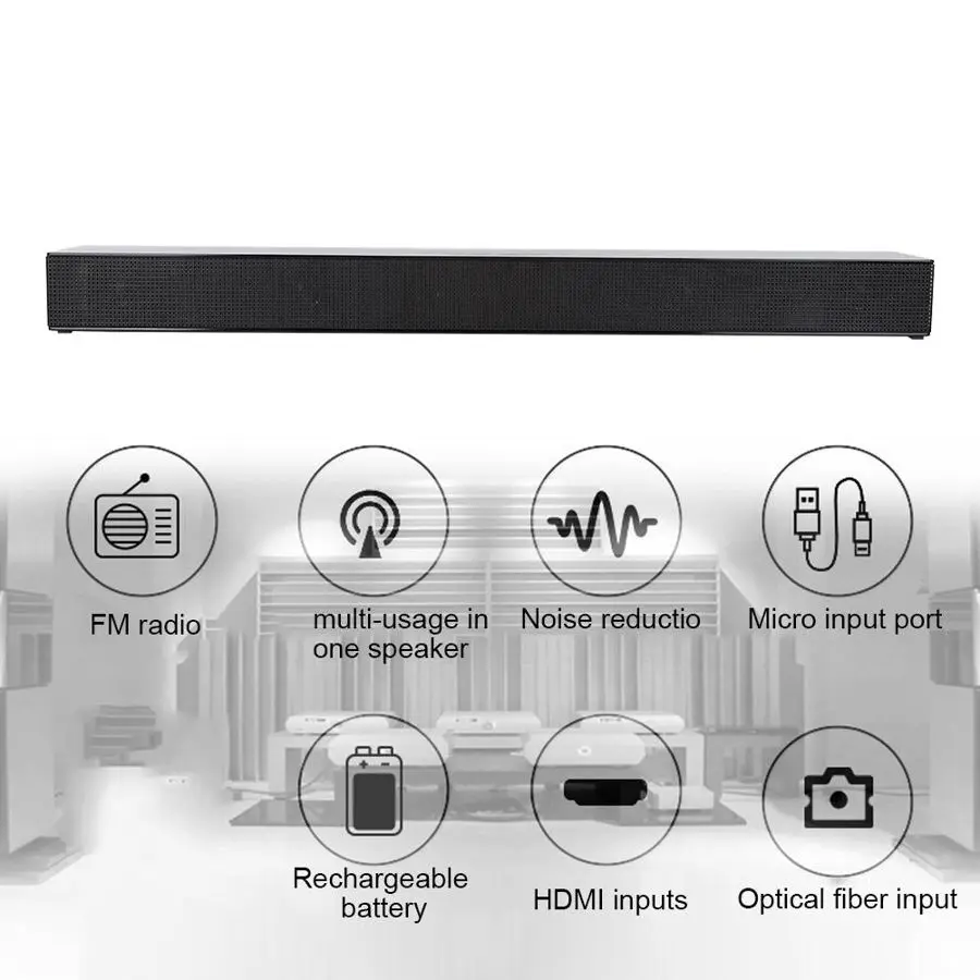 Портативная Bluetooth Колонка 40 Вт высокомощная волоконная звуковая панель HDMI bluetooth