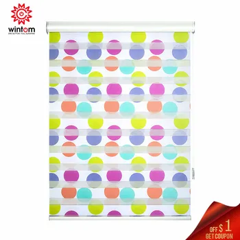 

Nordic Printed Wave Point Transparent Zebra Blinds Dimmable Roller Blinds Half Blackout Windows For Bathroom Kitchen