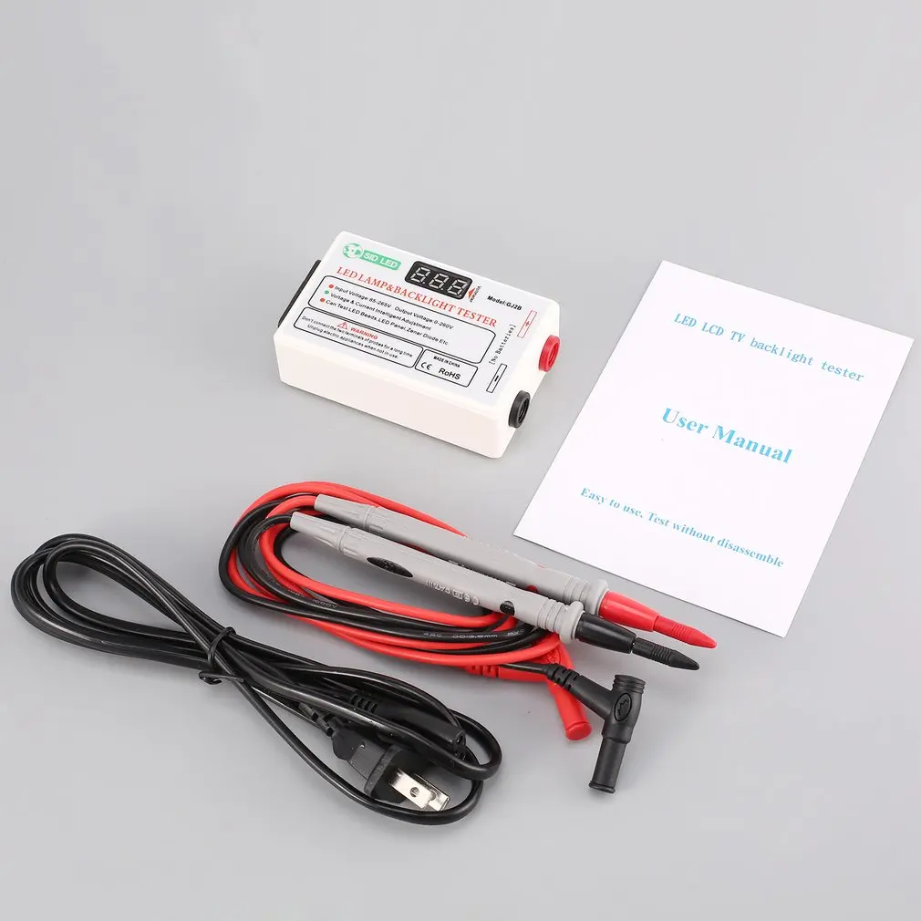 

GJ2B Voltage LED LCD TV Screen Backlight Zener Diode Tester Meter Lamp Strip Bead Light Board Test Tool Output 0~260V US Plug
