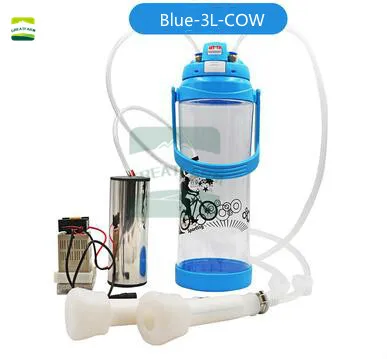 BLUE-3L-COW Козья корова 3л электрическая Доильная машина с двойной головкой Электрический автоматический вакуумный насос ручной доильный аппарат Овцы импульсный молочник - Цвет: BLUE-3L-COW