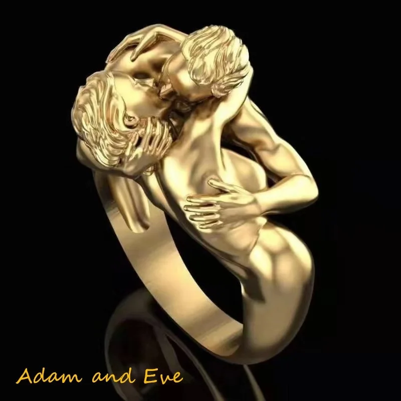 Винтажное Золотое обручальное кольцо Adam & Eve Kiss для невесты подарки влюбленных