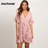 Aachoae Summer Dress 2022 Boho Style Beach Dress Fashion Short Sleeve V-neck Polka Dot A-line Party Dress Sundress Vestidos ► Photo 1/6