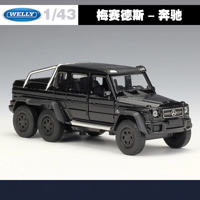 WELLY 1:43 высокая имитация классическая модель игрушки Benz AMG 6X6 металлический грузовик автомобиль сплав Классическая вытянуть назад литья под давлением коллекция подарки - Цвет: 1 black