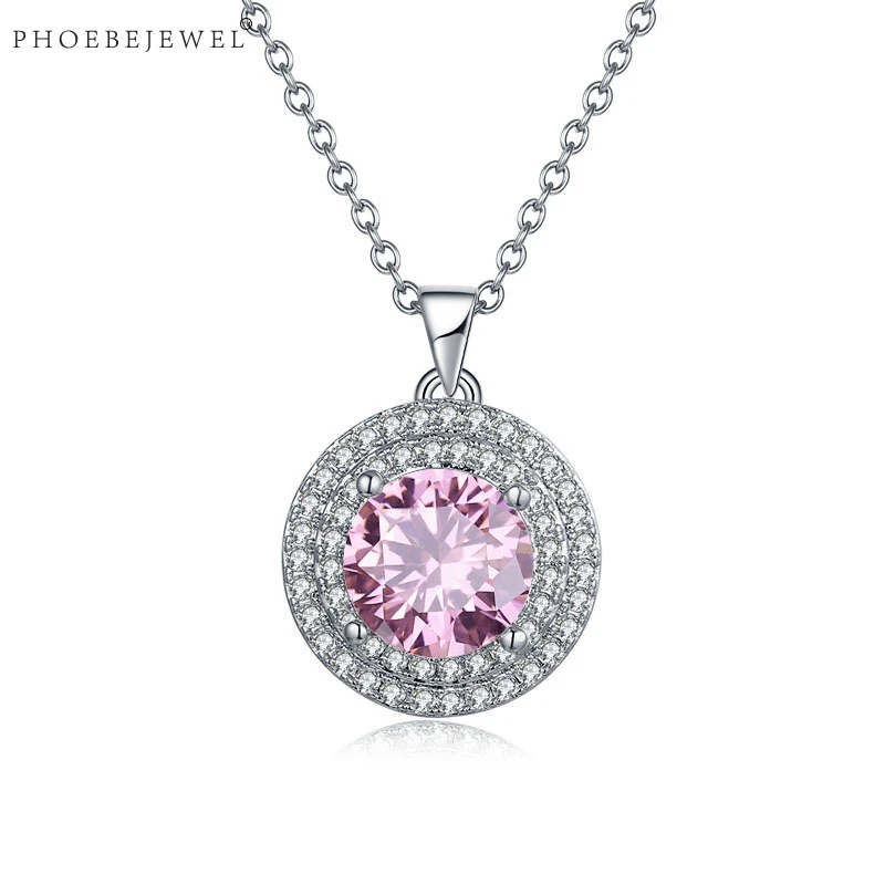 PHOEBEJEWEL серебряный цвет Круглая Подвеска для женщин Дерево жизни кристалл