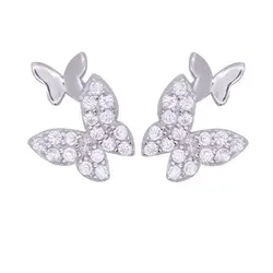 ANENJERY простые и элегантные серебряные бабочки милые серьги-гвоздики кубический цирконий серьги вечерние ювелирные изделия для