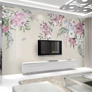 

Custom Photo Canvas Wallpaper Hand Painted Floral Flowers Art Wall Murals Modern Living Room TV Background Papier Peint Mural 3D