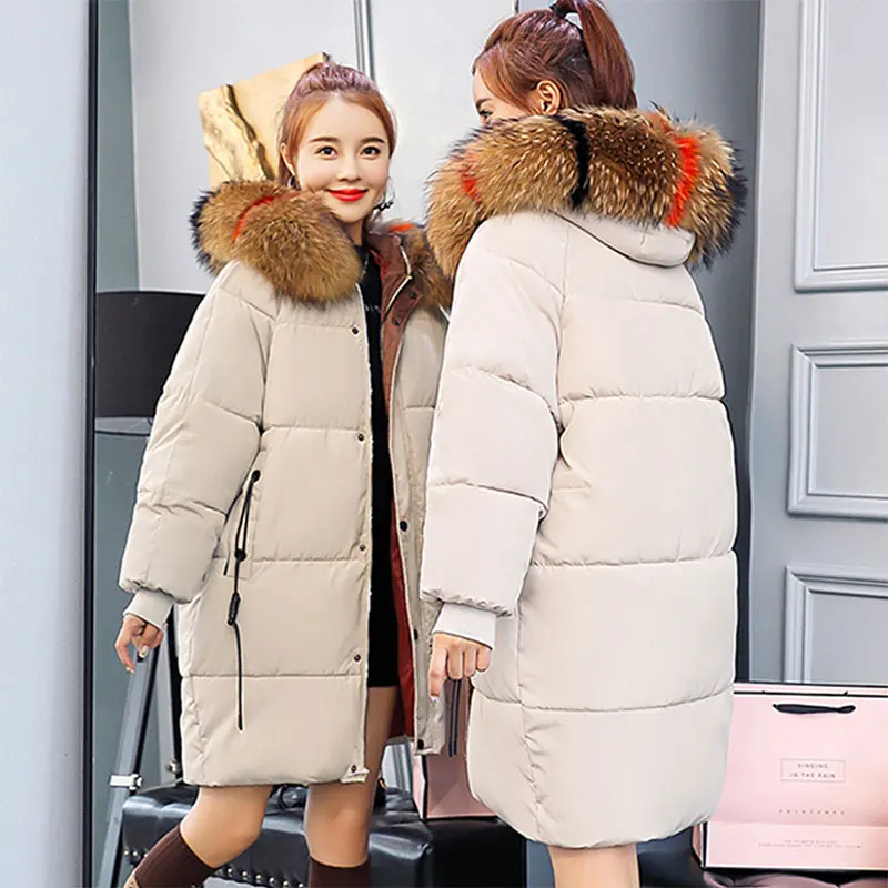 Goede Winter Hooded Warm Down Jas Vrouwen Casual Lange Down Jassen Dames Dikker Katoen Parka Plus Size Bovenkleding Koreaanse Harajuku Jas