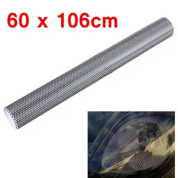 

1pc Headlight Sticker Tint Perforated Film Mesh Like Fly Eye 60X106cm Vinyl Wrap Stretchable Car Exterior Accessory