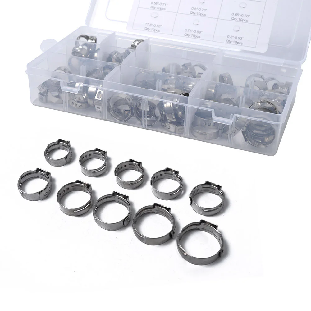 100PCS Stainless Steel Single Ear Hose Clamp for Firm Tube VS998 | Автомобили и мотоциклы