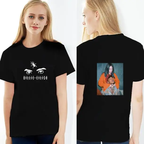 Billie Eilish футболки альбом купол Bad Guy принт Женская мода Harajuku с коротким рукавом для пары повседневная с круглым вырезом Футболка уличная одежда - Цвет: black - style 6
