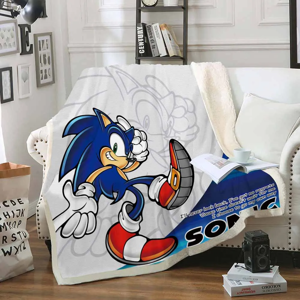 Sofa Throw Blanket 3D Super Mario Cartoon Pattern Warm Thick Blanket for Kids Boys Car Travel Blanket Sonic Blankets for Beds