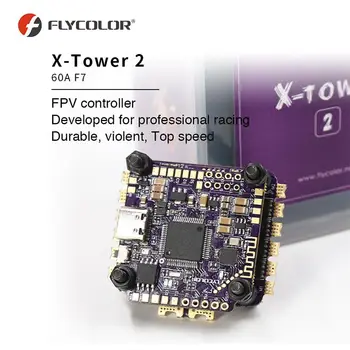 

FLYCOLOR X-TOWER 2 F722 Flight Controller 60A Blheli_32 4in1 Brushless ESC Stack for RC FPV Racing Drone RC Quadcopter RC Parts