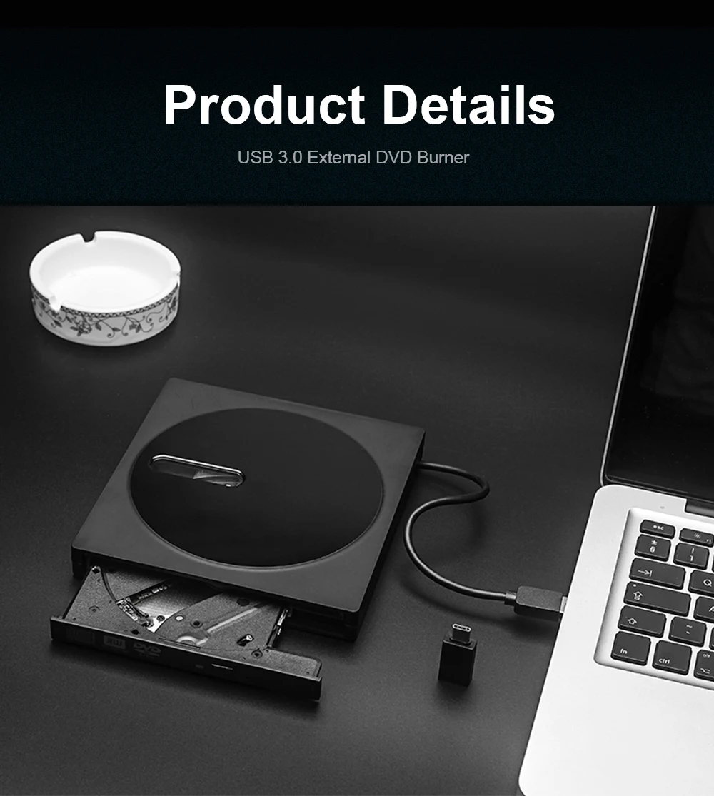 Deepfox Портативный внешний External DVD-RW Тип C и USB3.0 CD Проигрыватель DVD ROM привод писатель перезаписывающая горелка для MacBook Air/Pro ноутбук