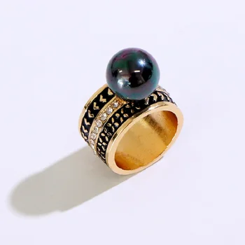 

Say Hello Hawaii Polynesian Style Grey Imitation Pearl Finger Rings for Women Men Ring Couple Gift Jewelry Size 6-12 Ringe K6461