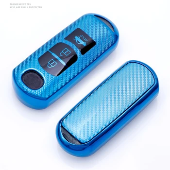 

Anti-scratch TPU Car Key Protection Shell Carbon Fiber Car Key Cover Case Key chain For Mazda 3 6 CX5 3 BK Accessories
