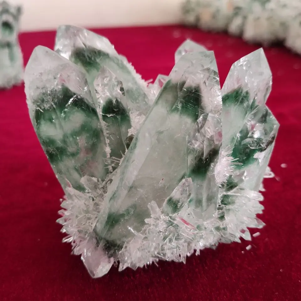 Red Phantoms Quartz Crystal Cluster Specimen