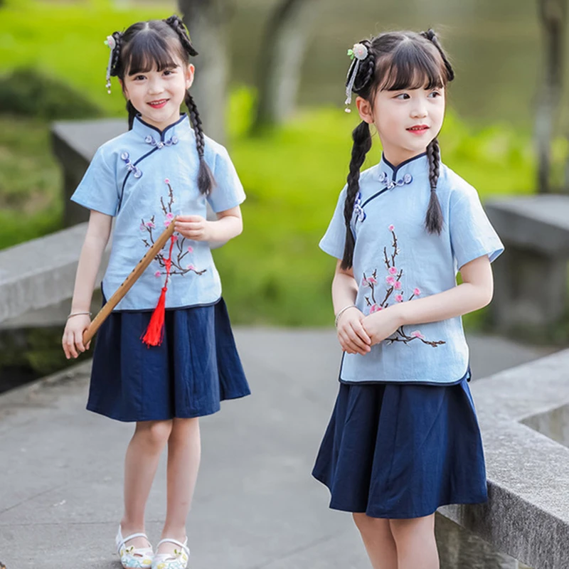 Ханьфу Китайская одежда для девочек Женский костюм Тан малышей детская летний