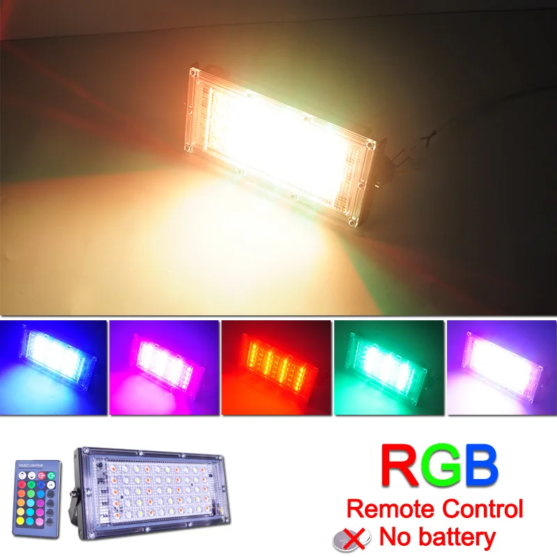 LED 투광등 50W AC220V 야외 투광등 IP66 방수 LED 가로등 RGB 방수 정원 조경 조명 스포트라이트