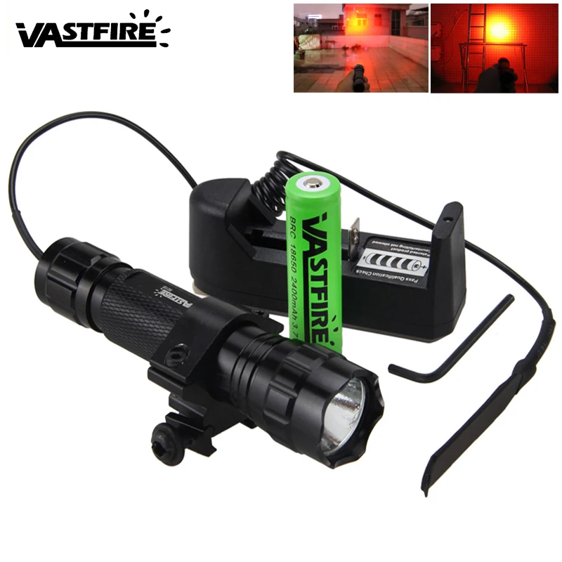 LED Weapon Gun Light White Tactical Hunting Flashlight Rifle Scope Airsoft Mount 