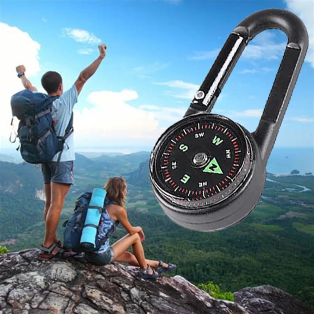 

Compass Hiking Equipment Mini Portable Compasse + Carabiner Pointer Guides survival Keychain Climbing brujula tourist navigator