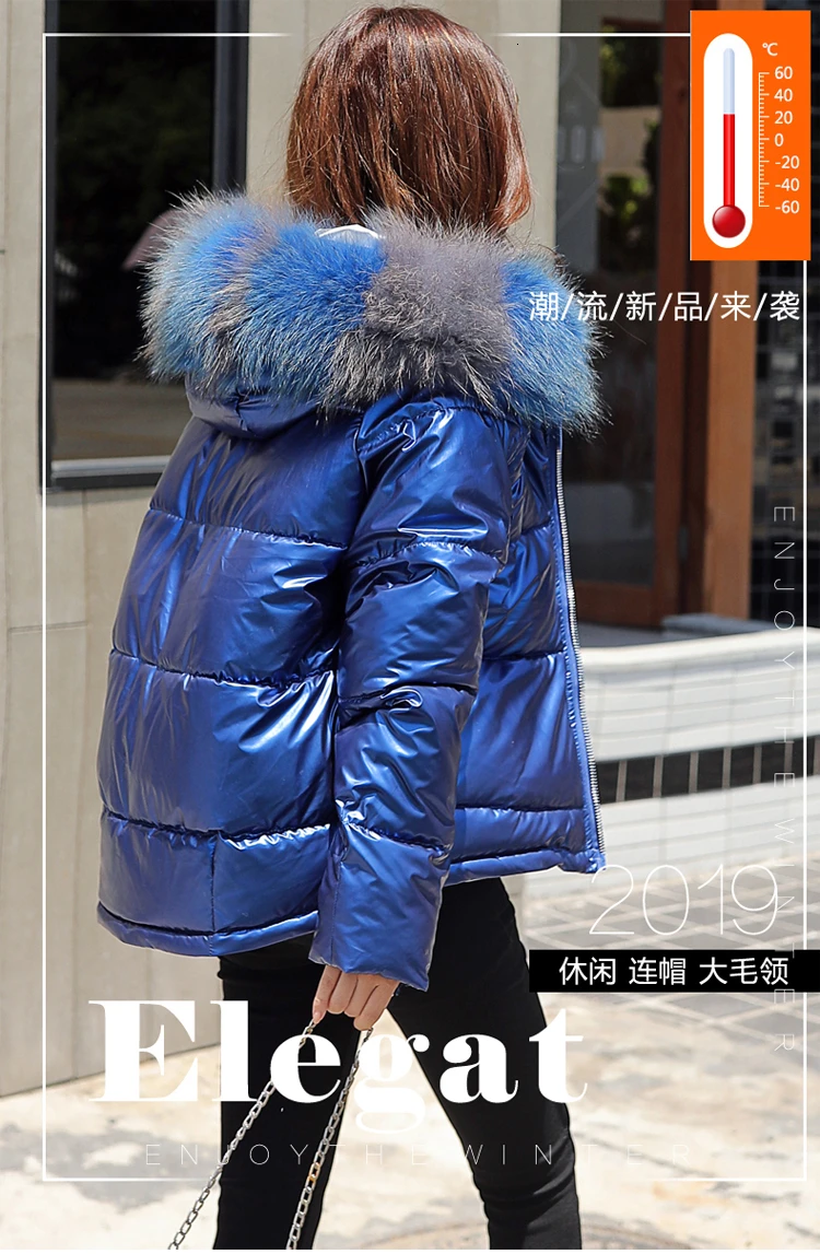 KULAZOPPER/Брендовая женская зимняя пуховая куртка, пальто, короткие теплые парки, большой меховой воротник с капюшоном, белое пуховое пальто, парка для женщин LH020