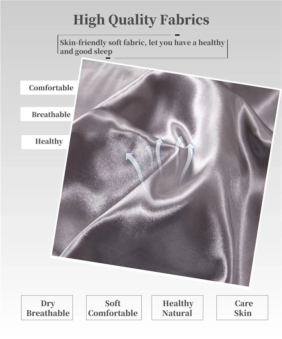 Однотонное роскошное постельное белье, имитация шелка, серый пододеяльник, 200*200 с наволочкой, односпальная двуспальная кровать, комплект из 3 предметов, Великобритания, США, королева, большой размер