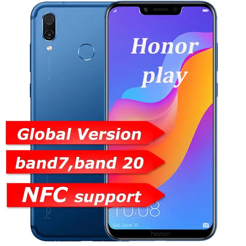 

Stock Honor Play mobile phone 6G 128G 6.3 inch Octa Core Dual Rear Camera game phone Fingerprint Face ID Android8.1Smart Phone