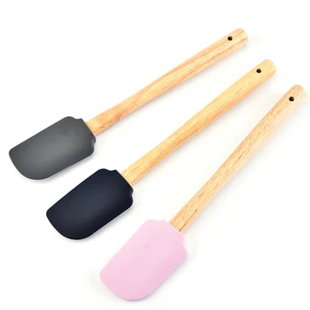 

3PCS Silicone Butter Spatula With Wooden Handle Butter Cake Cream Spatula Kitchen Baking Utensils
