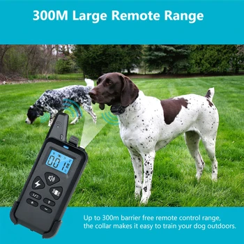 

300m Remote Electric Dog Training Collar Pet Remote Control Rechargeable Waterproof Pet Dog Training Collar with LCD Display