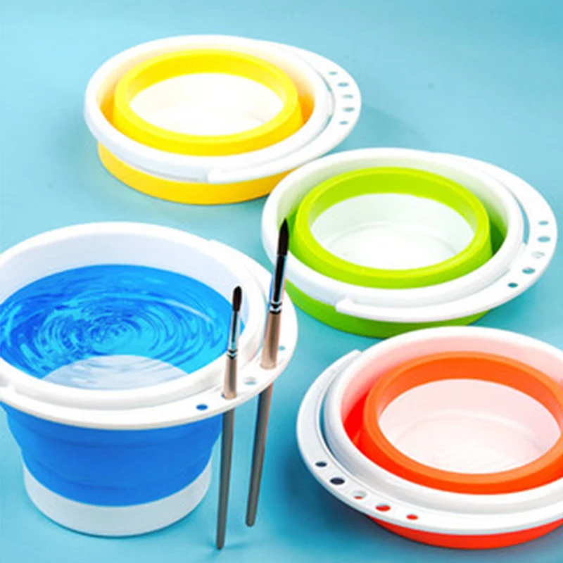 

Portablle Plastic/Canvas/Silicone Folding/Retractable Washing Pen/Brush Bucket/Barrel/Container for Watercolor/Gouache/Acrylic