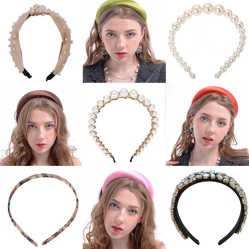 

G-Trendy Euramerican Hotsale Pearl Acrylic Alloy Hair Band Hair Clasp All Match New Hairwear Fashion Jewelry Women Accessory