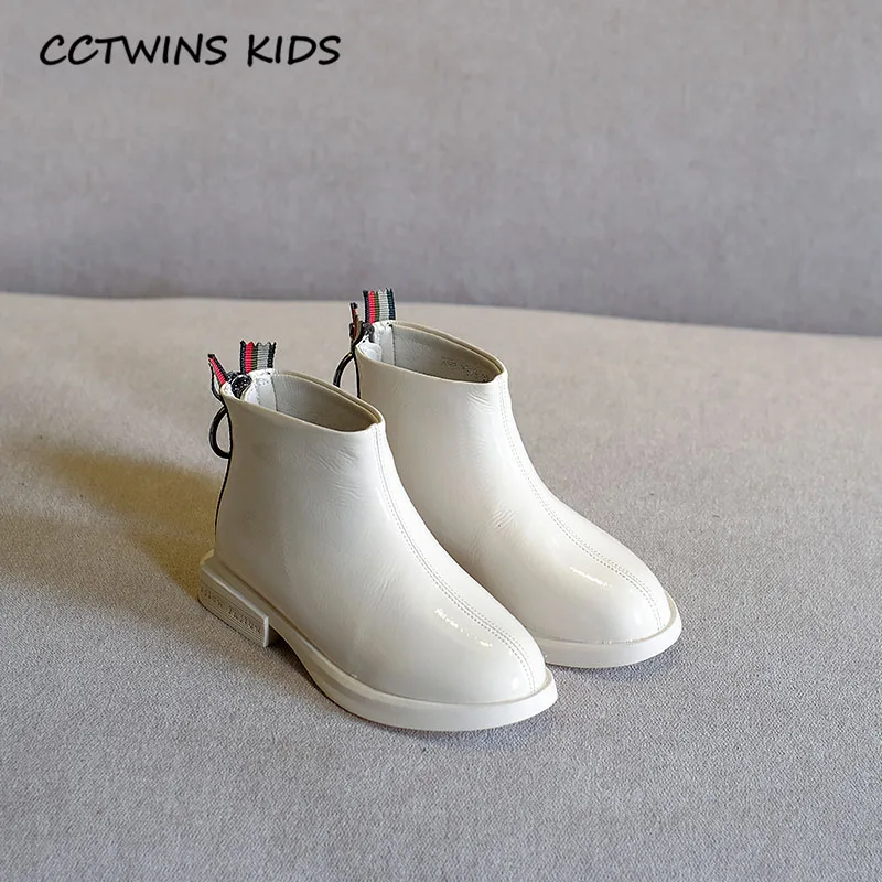 Thin White Детские короткие ботинки; коллекция года; зимняя обувь из искусственной кожи для девочек; модные детские ботильоны; брендовые теплые ботинки принцессы; FB1783 - Цвет: Thin White