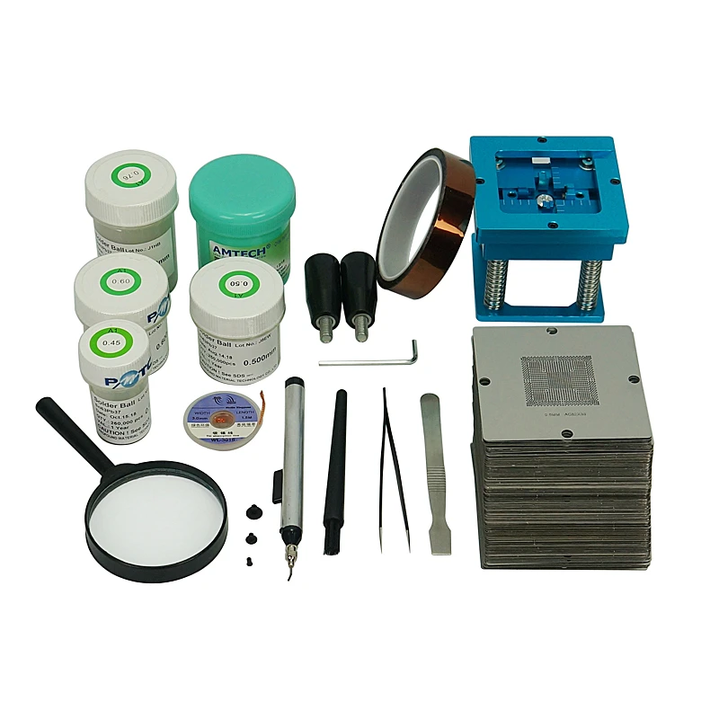 BGA Stencils 184Pcs Template BGA Reballing Station Solder Balls Solder Flux Paste Kit 90MM For Playstation Laptop Desktop Chip
