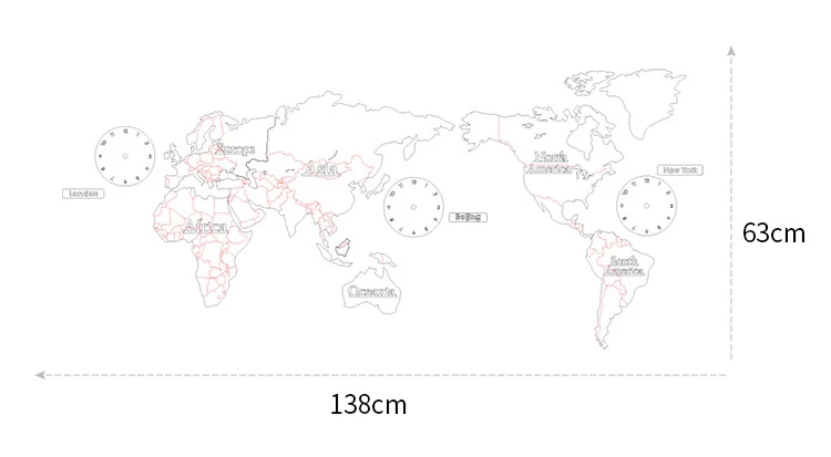 Карта мира деревянные настенные часы Современный дизайн 3D наклейки большие DIY настенные часы для гостиной настенные домашние декоративные часы 138x63 см