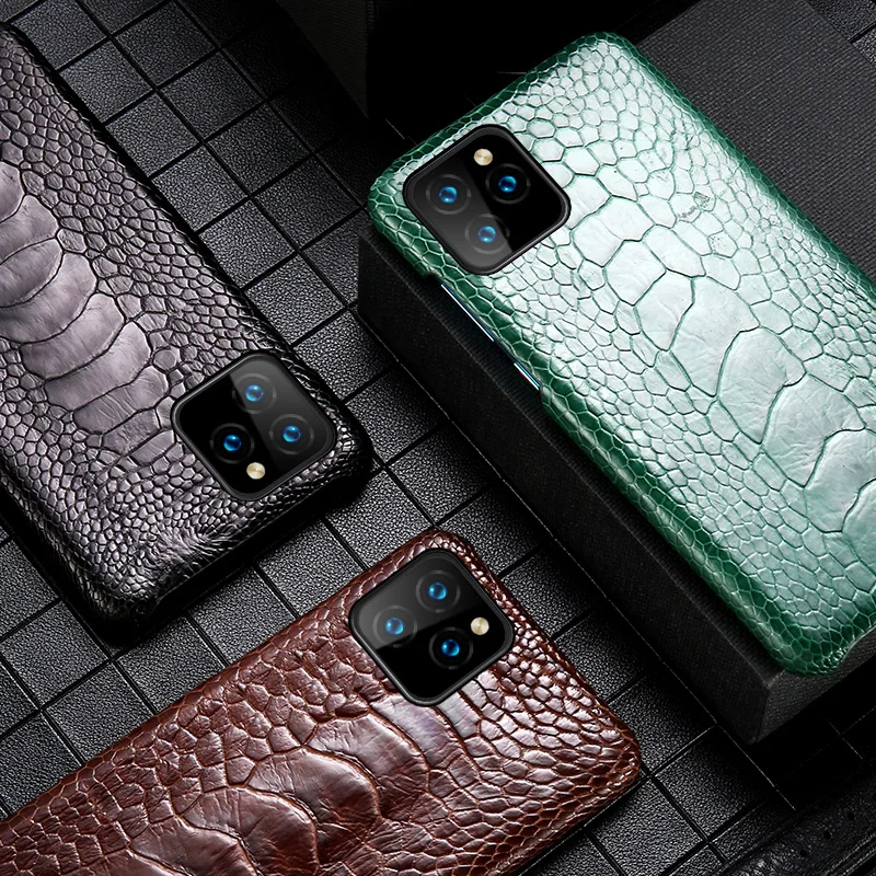 Настоящая Натуральная кожа для ног страуса, задняя крышка для iPhone 6, 6 S, 7, 8 Plus, X, XR, XS, 11 Pro, максимальная кнопка, открытая, Прямая поставка, на заказ