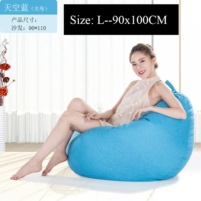 sky blue-L Bean сумка чехол для дивана без наполнителя стул диван для отдыха сиденье мебель для гостиной Beanbag диван-кровать пуф ленивый диван татами - Цвет: sky blue-L
