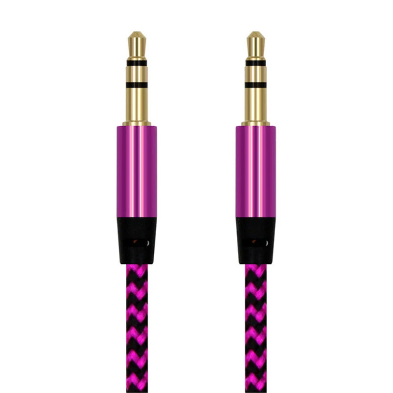 1 м нейлоновый Aux кабель 3,5 мм до 3,5 мм аудио кабель папа-папа кабель Золотая вилка автомобильный шнур Aux для Iphone samsung Xiaomi - Цвет: 2