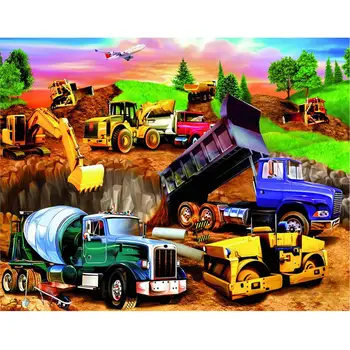 

5D DIY Squareround Diamond Painting Construction Vehicle Cross Stitch Diamond Embroidery Pattern Rhinestone Home Decor