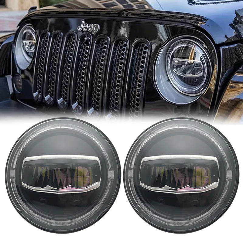 

Pair 7INCH LED Headlight 7" Car Headlamp with High/Low Beam Motor Lamp for Jeep wrangler JK TJ CJ VAZ 2121 Lada Niva 4x4 Lamp