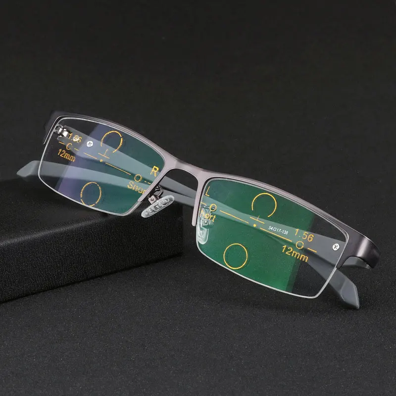 US $28.99 Progressive Multifocal Reading Glasses Frames Men Photochromic Sunglasses Chameleon Lens Metal Rectangular Eyeglasses Frame