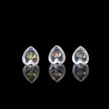 

TS-004 Wholesale 50 Pairs silver color Earring Making Findings Heart Shaped Earplugs Silicone Fashion DIY Earring Findings