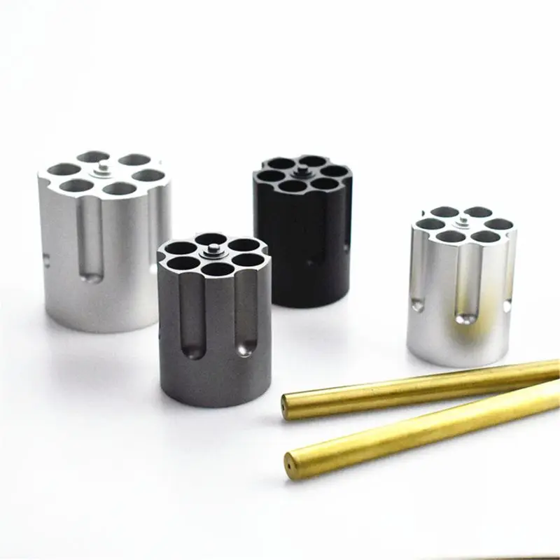Gun Cylinder Pen Holder, 6-Hole Metal Revolver Pen Pencil Holder Gun Cylinder Design Heavy Duty Non-Slip Aluminum Office Creative Decoration (Small - View #6