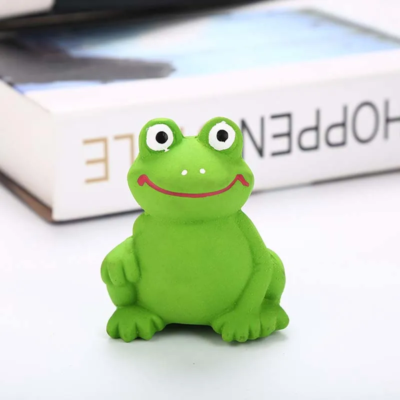 Резиновые игрушки для собак, очищающие зубы, щенок, кошка, скрипучие игрушки в форме милых животных, интерактивные игрушки-Жвачки для маленьких собак, кошек - Цвет: Зеленый