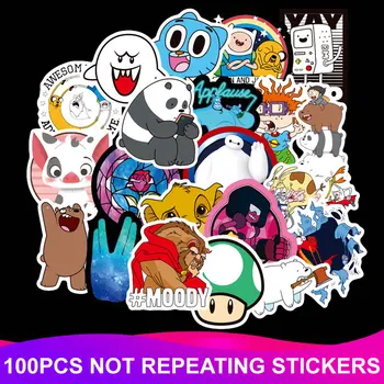 

100pcs/Pack PVC Waterproof Cartoon Anime Funny Stickers Laptop Suitcase Motorcycle Luggage DIY Sticker Kids Classic Reward Toy