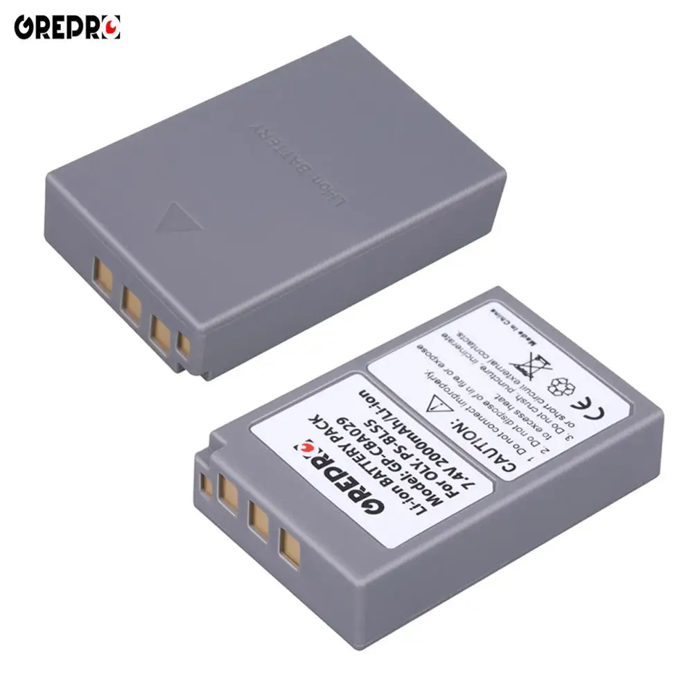 GREPRO 2000mAh PS-BLS5 BLS-5 BLS5 BLS50 батарея+ двойной USB зарядное устройство для Olympus PEN E-PL2, E-PL5, E-PL6, E-PL7, E-PM2, OM-D, E-M10, E-M10